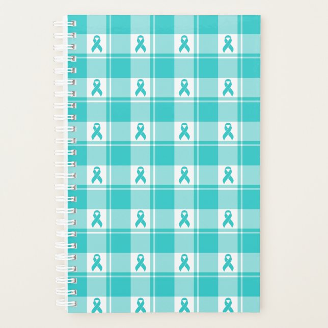 Ovarian Cancer Awareness Plaid Planner, Teal Planner (Front)