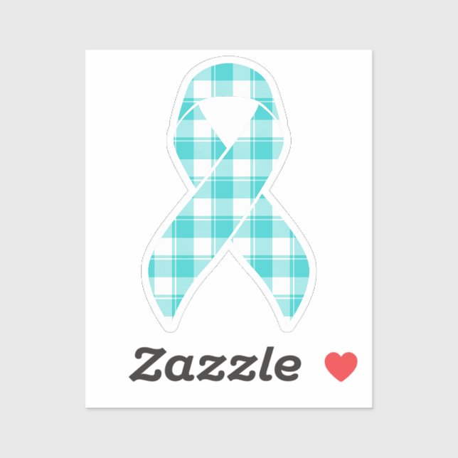 Ovarian Cancer Awareness Plaid Ribbon Teal (Sheet)