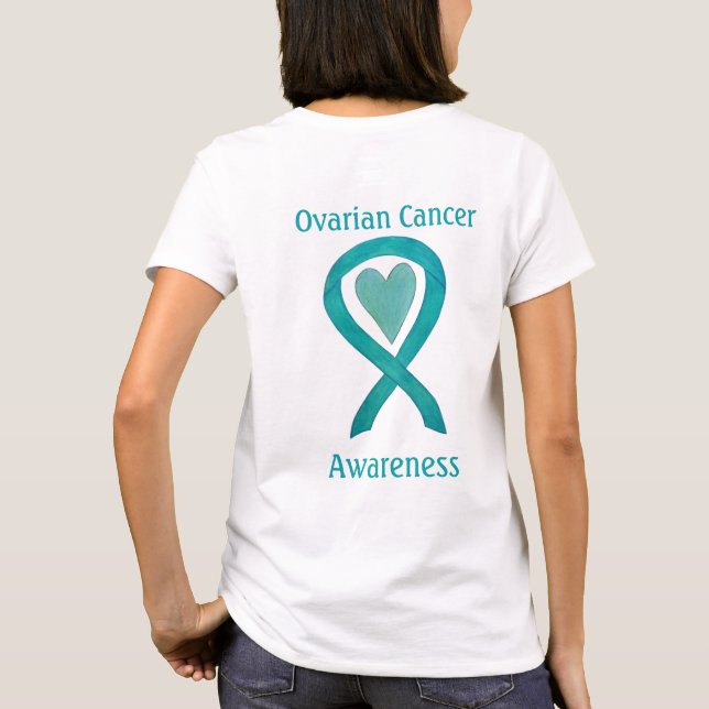 Ovarian Cancer Awareness Ribbon Heart Custom Shirt (Back)