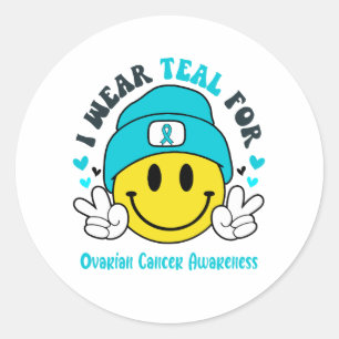 Ovarian Cancer Awareness Ribbon Support Gifts Classic Round Sticker