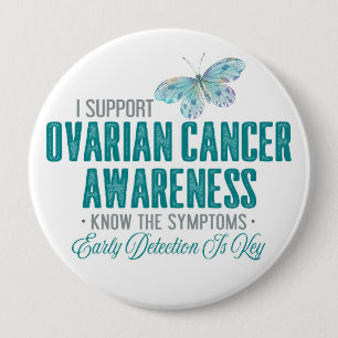 Ovarian Cancer Awareness Teal Butterfly 10 Cm Round Badge