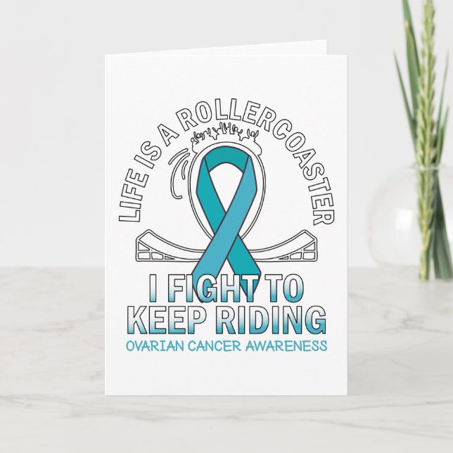 Ovarian cancer awareness teal ribbon card (Front)