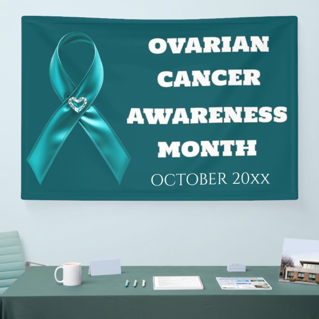 Ovarian Cancer Awareness teal ribbon cervical Banner (Tradeshow)