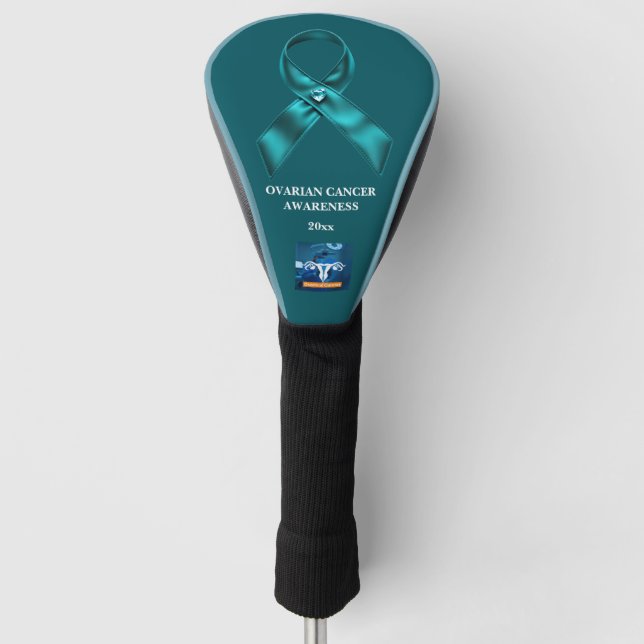Ovarian cancer awareness teal ribbon DIY Golf Head Cover (Front)