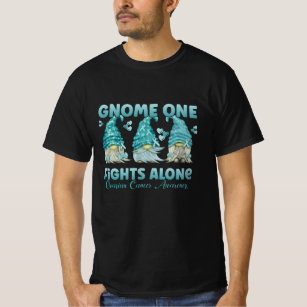 Ovarian Cancer Awareness Teal Ribbon Gnome T-Shirt