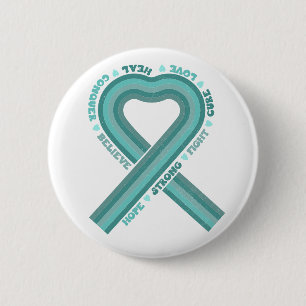 Ovarian Cancer Awareness Teal Ribbon Support   6 Cm Round Badge