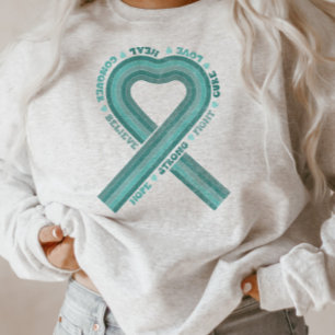 Ovarian Cancer Awareness Teal Ribbon Support Sweatshirt