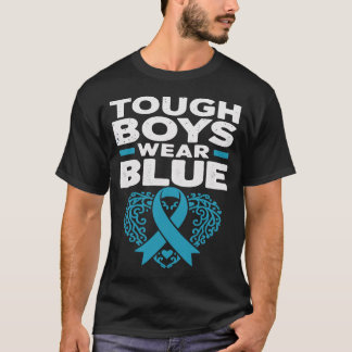 Ovarian Cancer Awareness Tough Boys Blue Ribbon T-Shirt