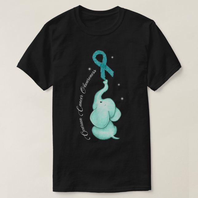 Ovarian Cancer Awareness Warrior Teal Ribbon Suppo T-Shirt (Design Front)