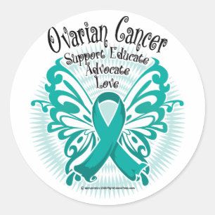 Ovarian Cancer Butterfly 3 Classic Round Sticker
