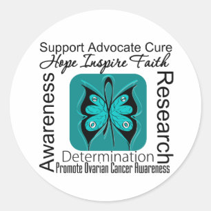 Ovarian Cancer Butterfly Inspirations Classic Round Sticker