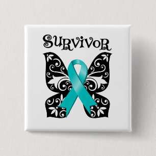 Ovarian Cancer Butterfly Survivor 15 Cm Square Badge