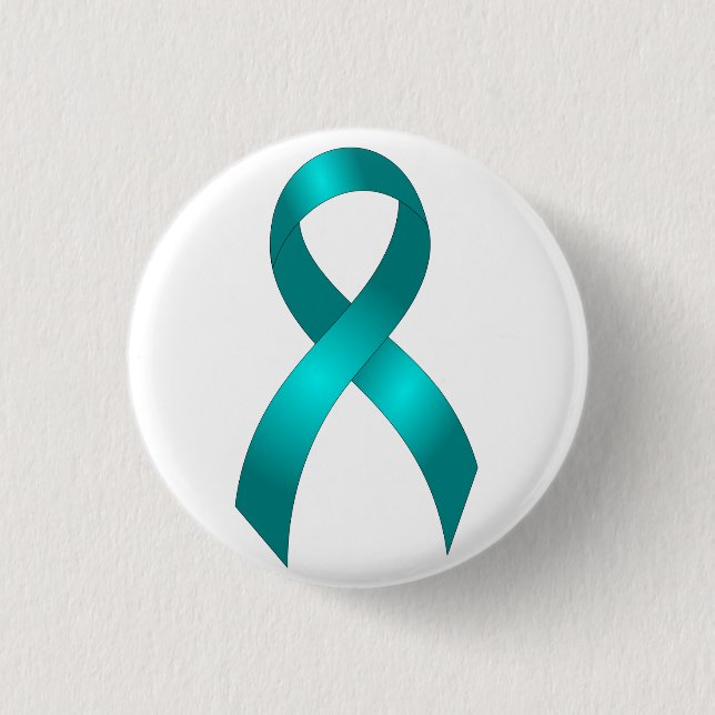 Ovarian Cancer | Cervical Cancer - Teal Ribbon 3 Cm Round Badge (Front)