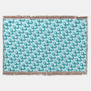 Ovarian Cancer   Cervical Cancer   Teal Ribbon Throw Blanket