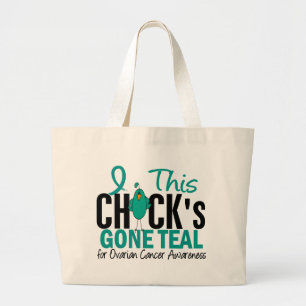 Ovarian Cancer Chick Gone Teal Large Tote Bag