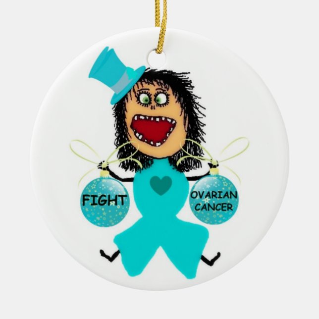 Ovarian Cancer Christmas Ceramic Tree Decoration (Front)