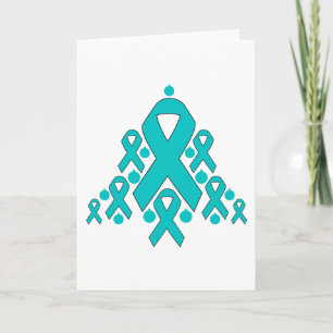 Ovarian  Cancer Christmas Ribbon Tree Holiday Card