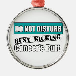 Ovarian Cancer Do Not Disturb Kicking Butt Metal Tree Decoration