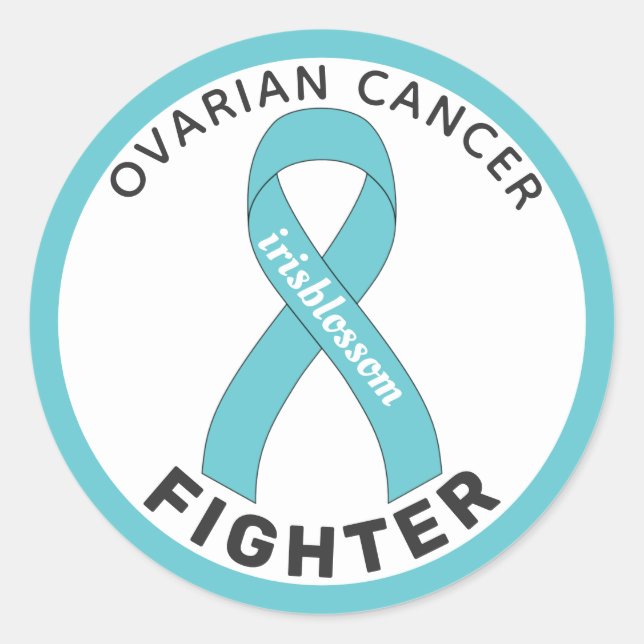 Ovarian Cancer Fighter Ribbon White Round Sticker (Front)