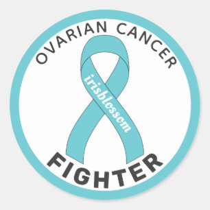 Ovarian Cancer Fighter Ribbon White Round Sticker