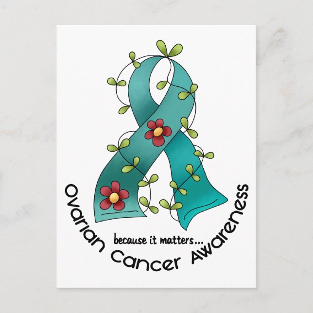 Ovarian Cancer FLOWER RIBBON 1 Postcard (Front)