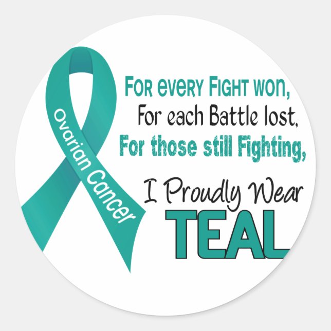 Ovarian Cancer For Every…..I Proudly Wear Teal 1 Classic Round Sticker (Front)