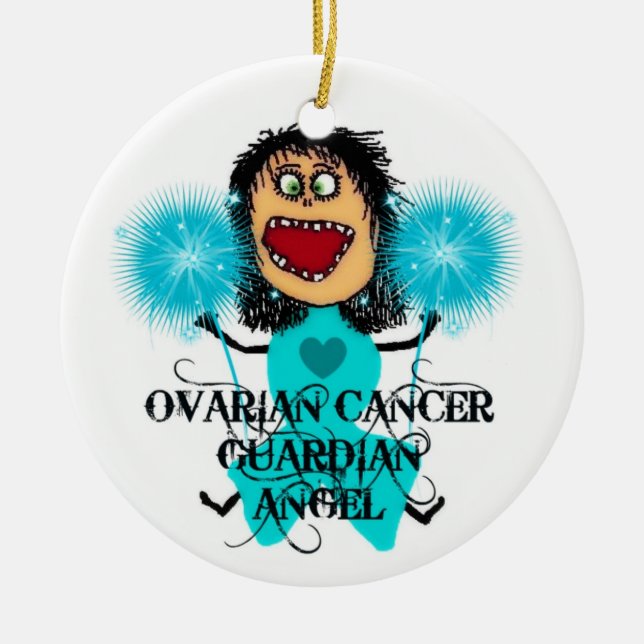 Ovarian Cancer Guardian Angel Ceramic Tree Decoration (Front)