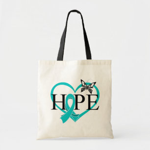 Ovarian Cancer Hope Butterfly Heart Tote Bag