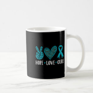 Ovarian Cancer Hope Love Cure Teal Ribbon Coffee Mug
