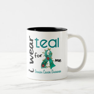 Ovarian Cancer I WEAR TEAL FOR ME 43 Two-Tone Coffee Mug