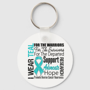 Ovarian Cancer I Wear Teal Ribbon TRIBUTE Key Ring