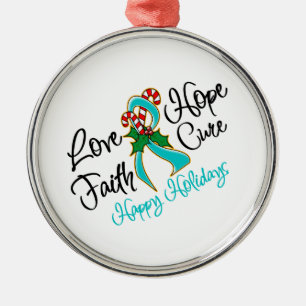 Ovarian Cancer Love Hope Holidays Metal Tree Decoration