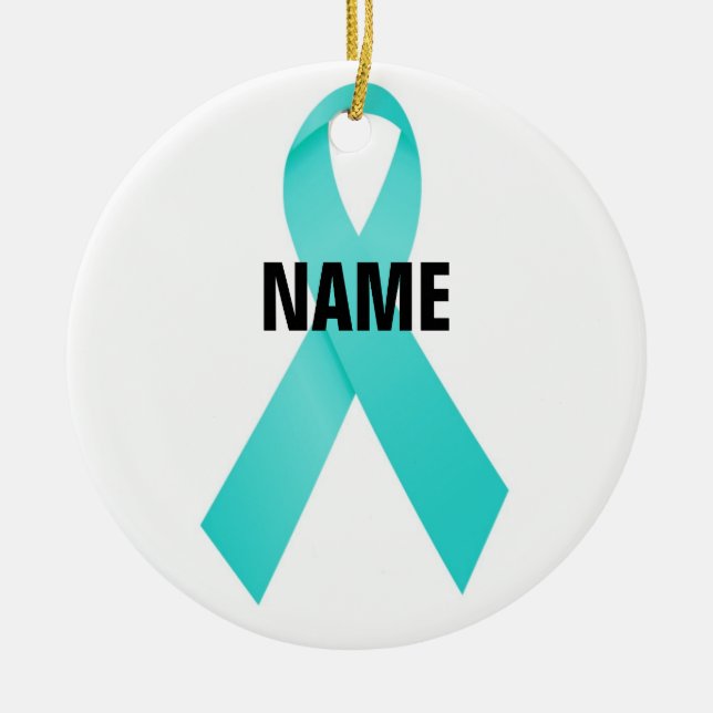 Ovarian Cancer Memorial Ceramic Tree Decoration (Front)