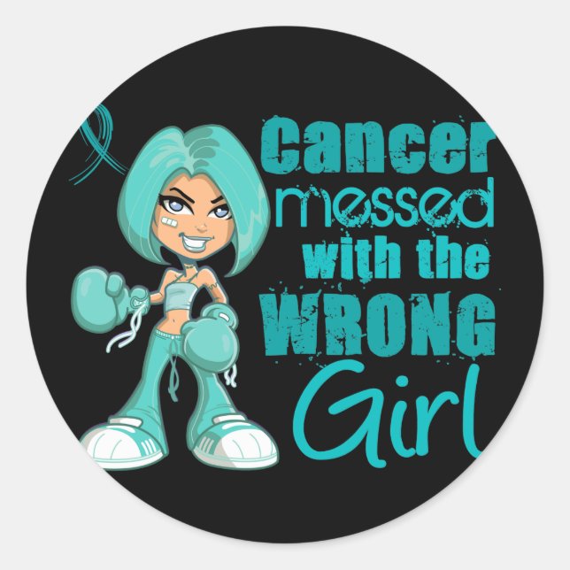 Ovarian Cancer Messed With Wrong Girl.png Classic Round Sticker (Front)