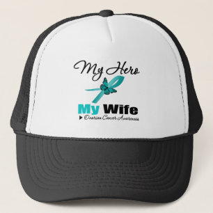 Ovarian Cancer My Hero My Wife Trucker Hat