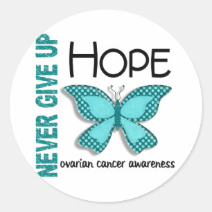 Ovarian Cancer Never Give Up Hope Butterfly 4.1 Classic Round Sticker