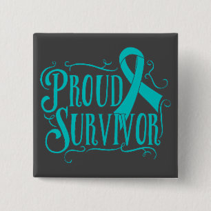 Ovarian Cancer Proud Survivor 15 Cm Square Badge