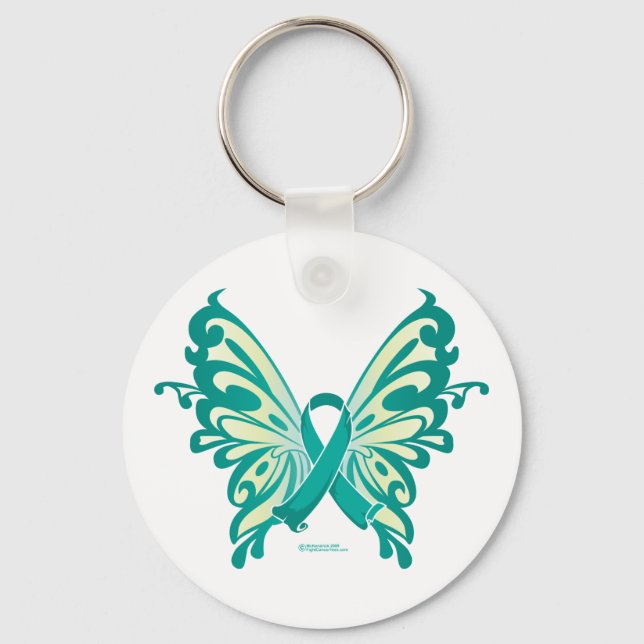 Ovarian Cancer Ribbon Butterfly Key Ring (Front)