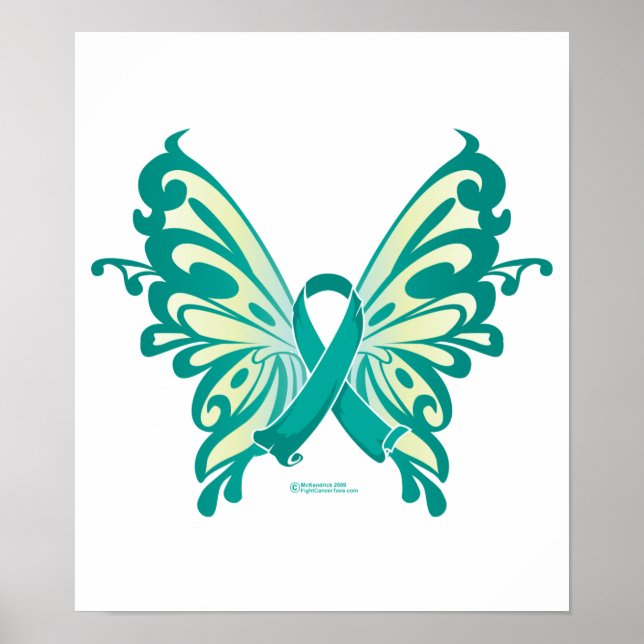 Ovarian Cancer Ribbon Butterfly Poster (Front)