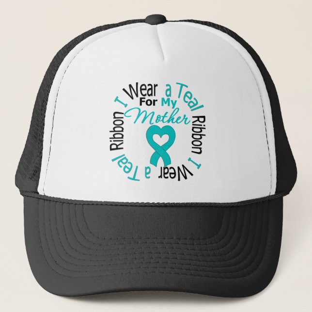 Ovarian Cancer Ribbon For My Mother Trucker Hat (Front)