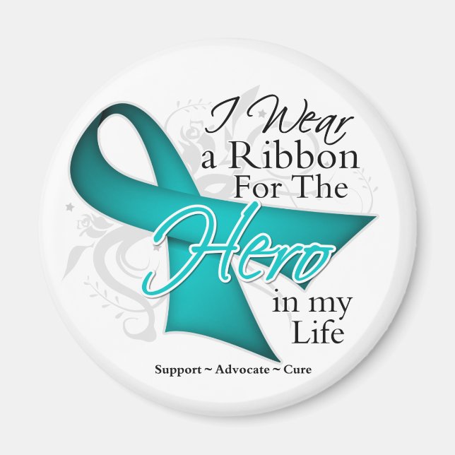 Ovarian Cancer Ribbon Hero in My Life Magnet (Front)