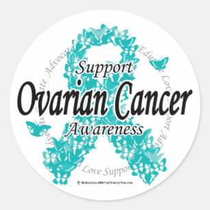 Ovarian Cancer Ribbon of Butterflies Classic Round Sticker
