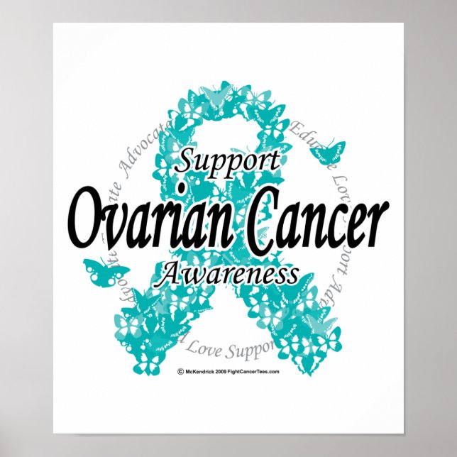 Ovarian Cancer Ribbon of Butterflies Poster (Front)