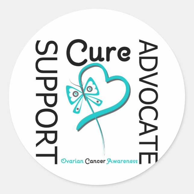 Ovarian Cancer Support Advocate Cure Classic Round Sticker (Front)