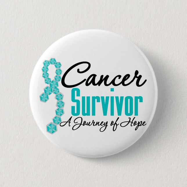 Ovarian Cancer Survivor Awareness Journey Ribbon 6 Cm Round Badge (Front)