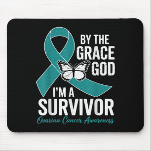 Ovarian Cancer Survivor By The Grace Of God Teal G Mouse Mat