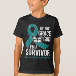 Ovarian Cancer Survivor By The Grace Of God Teal G T-Shirt