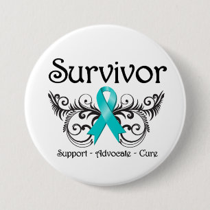 Ovarian Cancer Survivor Floral Deco 7.5 Cm Round Badge