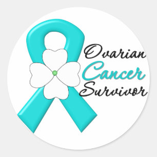 Ovarian Cancer Survivor Flower Ribbon Classic Round Sticker