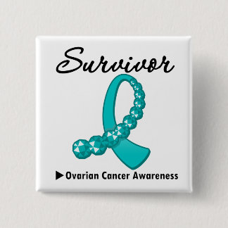 Ovarian Cancer Survivor Gemstone Ribbon 15 Cm Square Badge